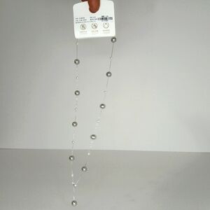 Faux Pearl Necklace Silver White Stainless Steel